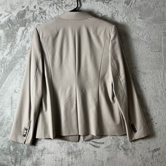 Ann Taylor One Button Blazer Taupe Beige Blazer Size 14 Classic Career Wool - Picture 5 of 8